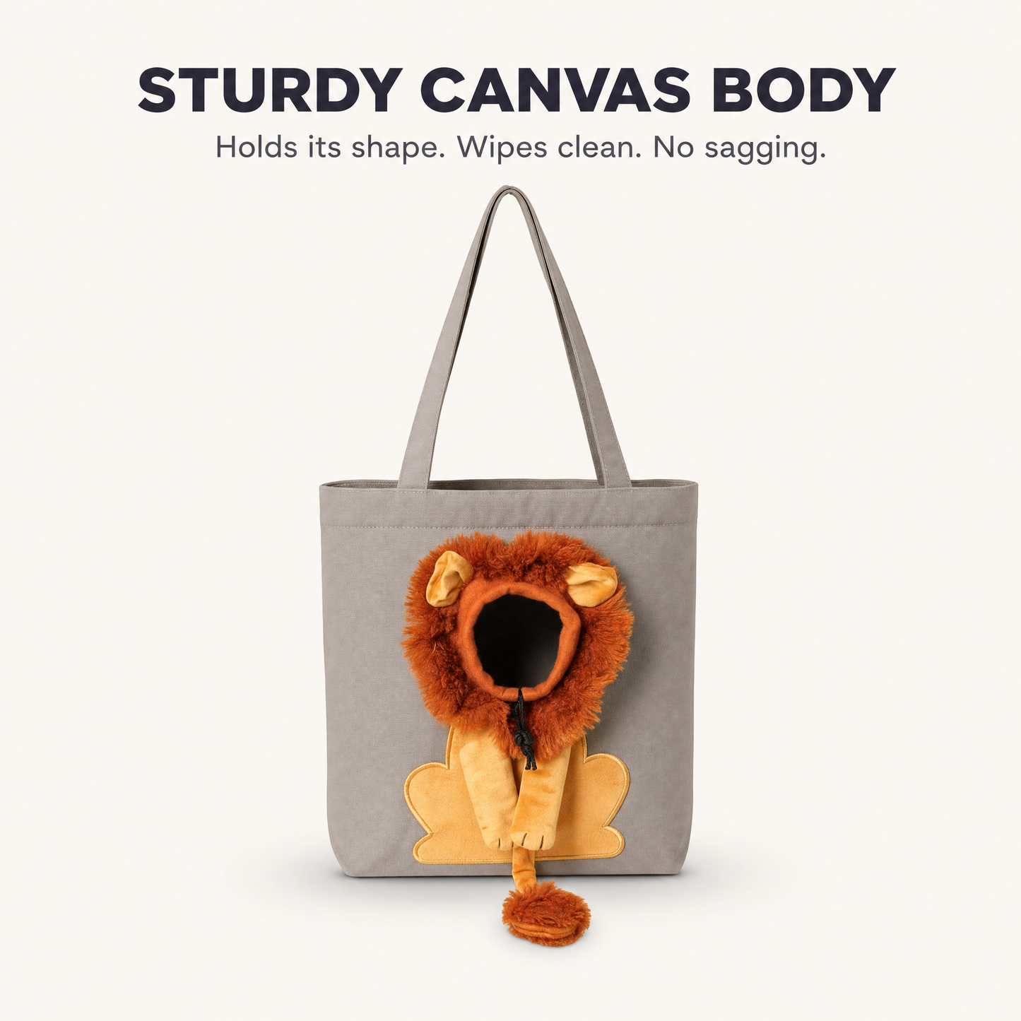 Sturdy canvas body - holds its shape, wipes clean, no sagging